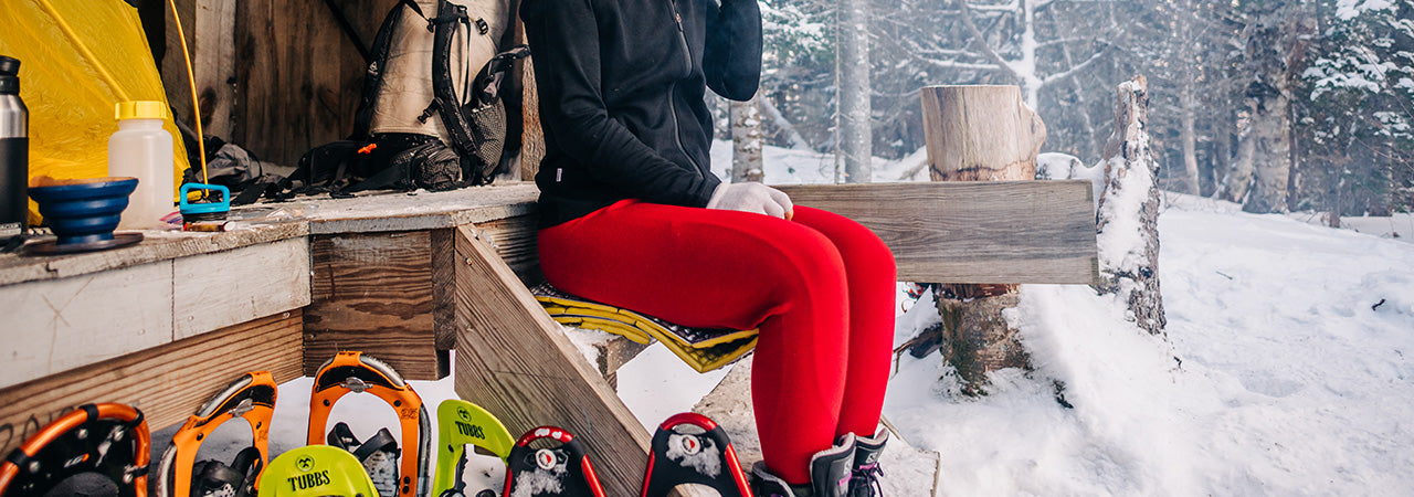 woman wearing midweight true red bottons