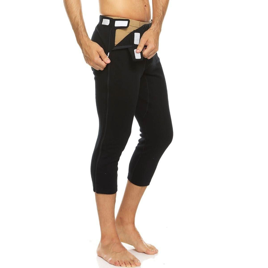 mens 100% merino wool zip off 3/4th bottoms velcro sides