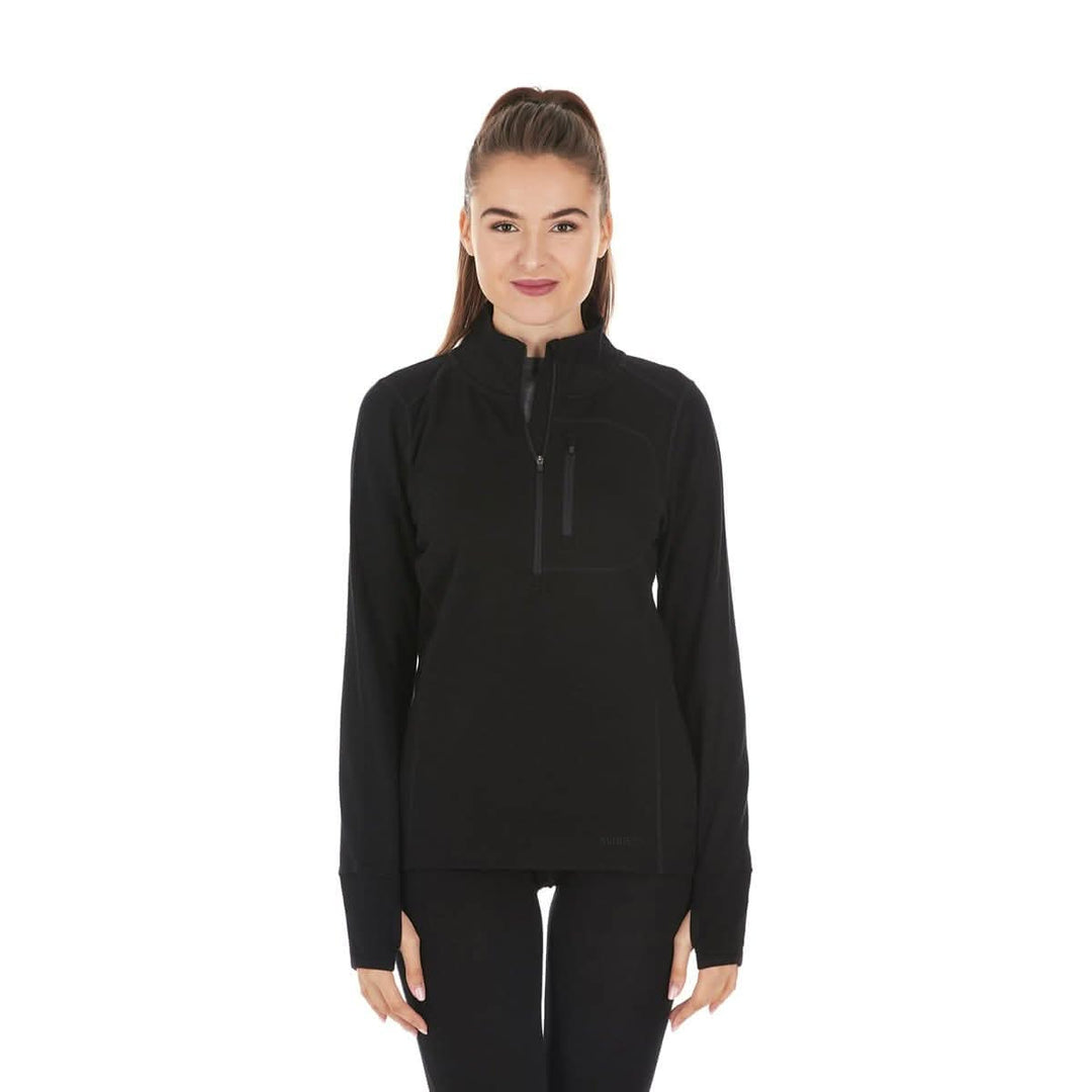 Minus33 Merino Wool Clothing Wilderness Expedition Women's Wool 1/4 Zip. You'll want to get your hands on our Wilderness 1/4 Zip. It fits seamlessly under your shell so you can stay warm on the way up. Unzip the mock neck on the way down to vent out. Thumbholes keep sleeves in place as you shred. Keep it on back at the lodge while you warm up.