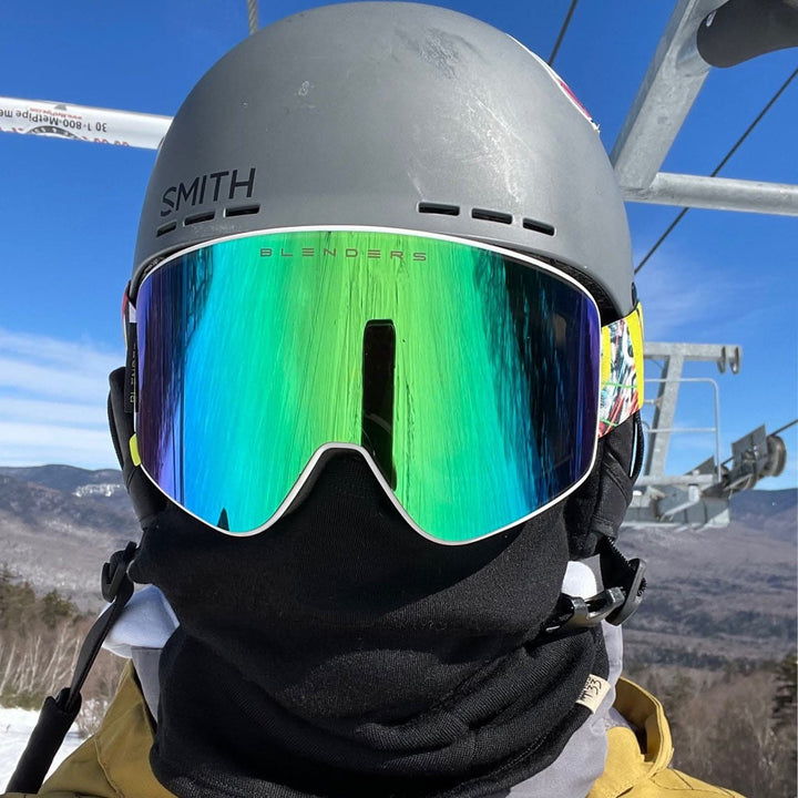 someone skiing wearing a kodiak fleece heavyweight expedition balaclava