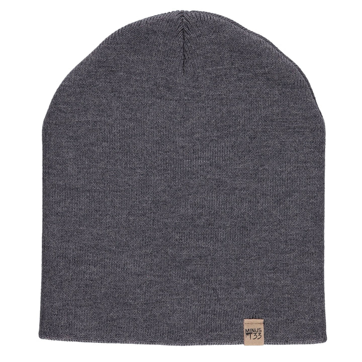 A heavyweight, super soft, one hundred percent merino wool beanie. This heavyweight beanie is the warmest hat that we offer, perfect for hiking through the White Mountains, or sitting at a bonfire in January. #color_charcoal-gray