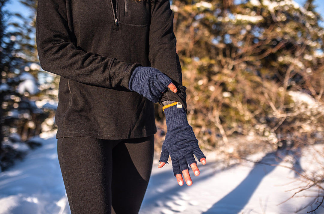 merino wool fingerless glove liner