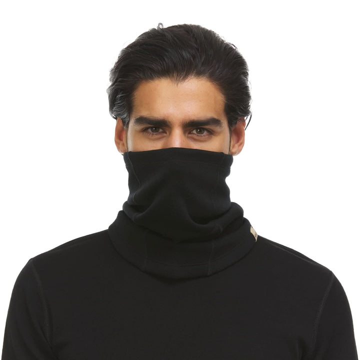 Expedition weight fleece lined neck gaiter. Soft and lofty, the brushed finishing on this merino wool gaiter is the ultimate insulator. The adjustable drawcord gets the fit to your face perfect. The breathable mouth panel adds comfort and function