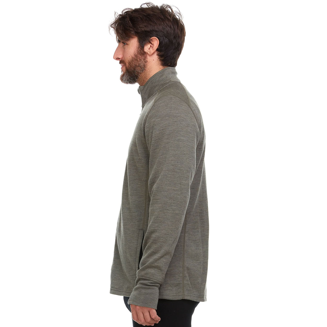 Minus33 Merino Wool Clothing Wilderness Expedition Men's Wool Full Zip#color_granite-green