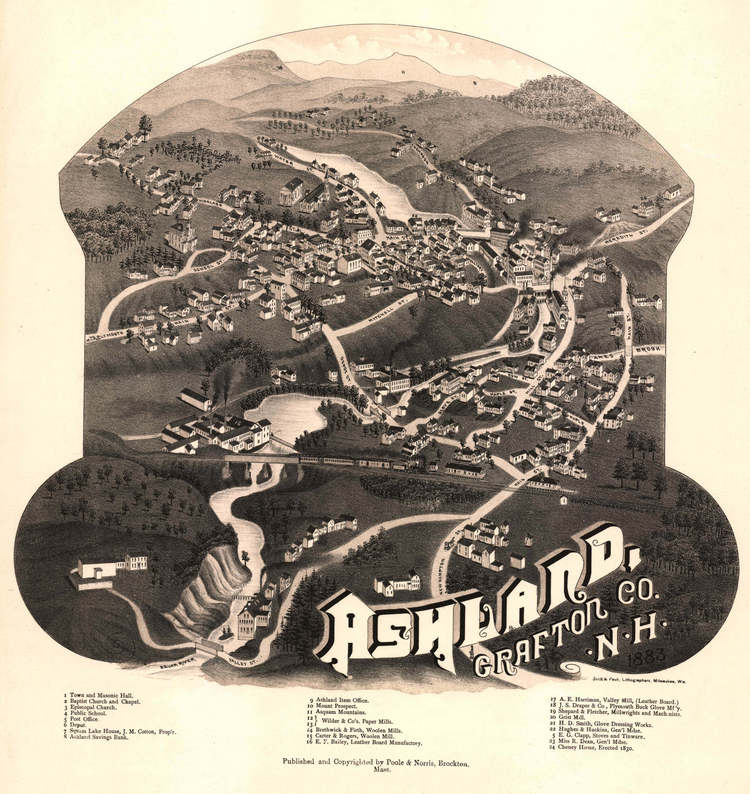 Vintage topographic map of Ashland in Grafton County, New Hampshire.