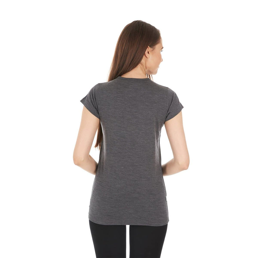 Womens merino wool short sleeve shirt womens lightweight wool tshirt #color_charcoal-gray