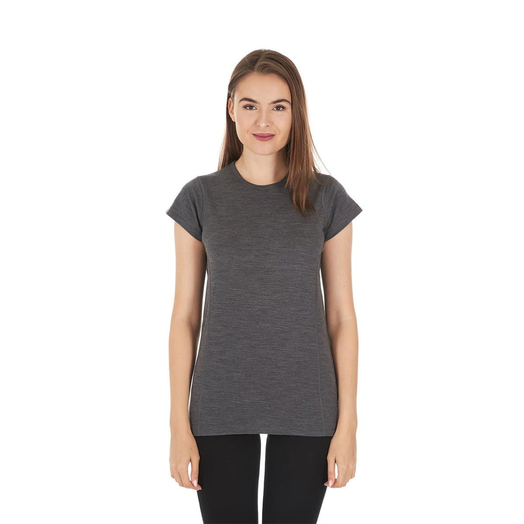 Womens merino wool short sleeve shirt womens lightweight wool tshirt #color_charcoal-gray