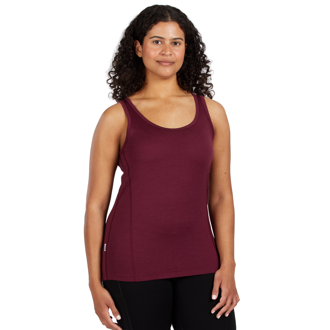 Women's lightweight wool tank top women's merino wool tank for summer #color_burgundy