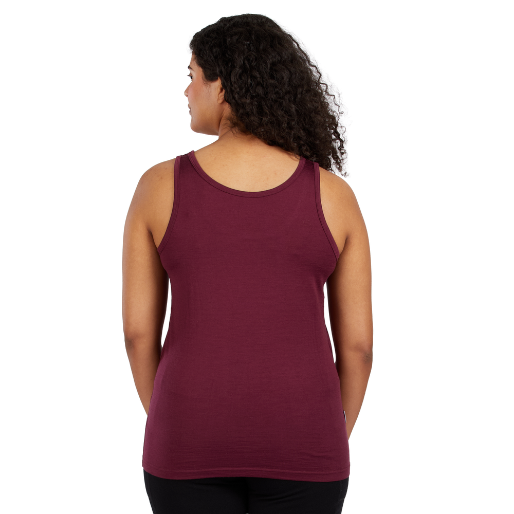 Women's lightweight wool tank top women's merino wool tank for summer #color_burgundy