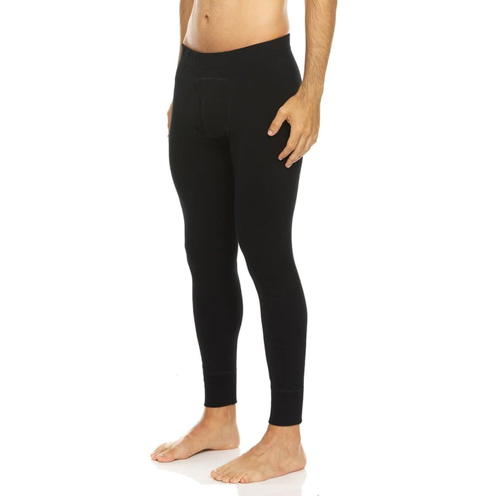 mens black 100 percent merino wool base layer bottoms#color_black