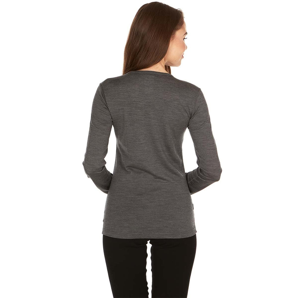 Women's lightweight long sleeve merino wool shirt women's wool base layer top lightweight merino wool crew top #color_charcoal-gray