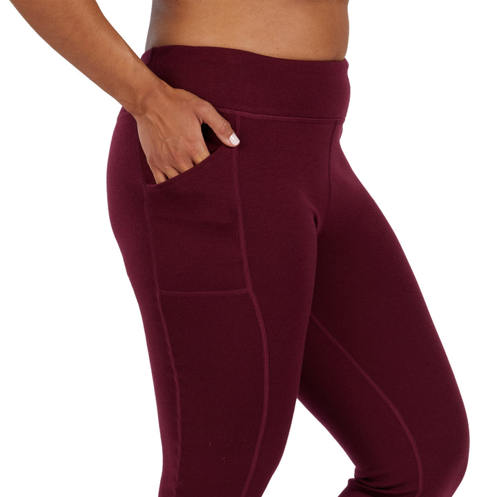 Close up photo of the heavyweight bottoms showing their is a pocket. The models hand is in their pocket. 