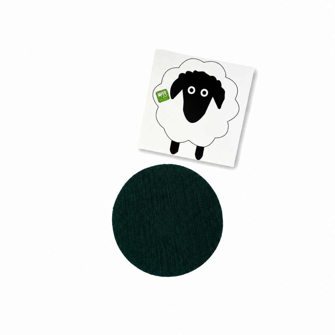 Merino wool clothing patch repair kit, set of repair patches shown flat on a white background 