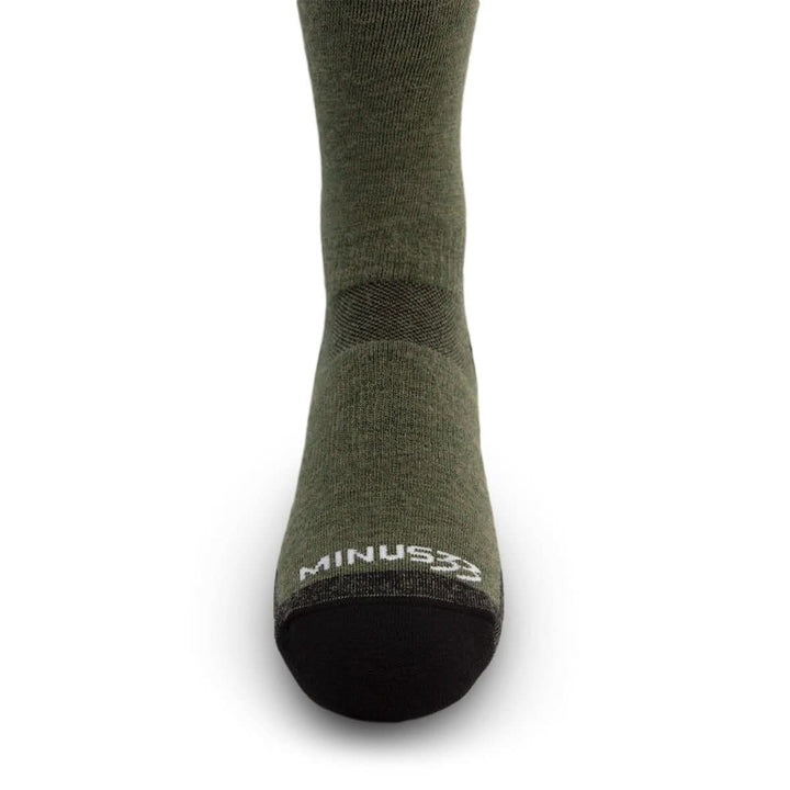 Lightweight over the calf merino wool socks. Made in USA. All season #color_olive-drab