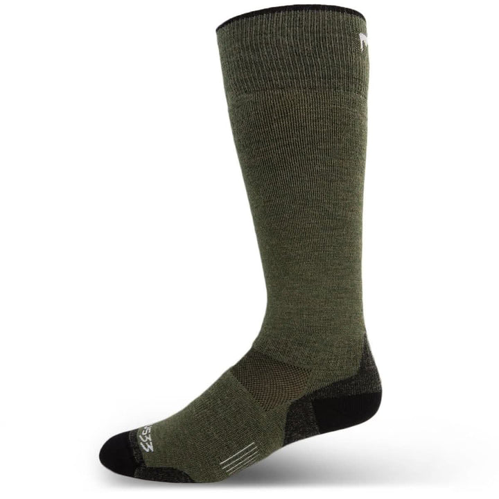 Lightweight over the calf merino wool socks. Made in USA. All season #color_olive-drab