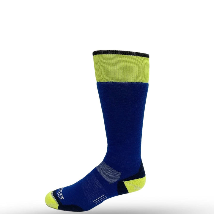 Lightweight over the calf merino wool socks. Made in USA. All season  #color_blue-high-visibility