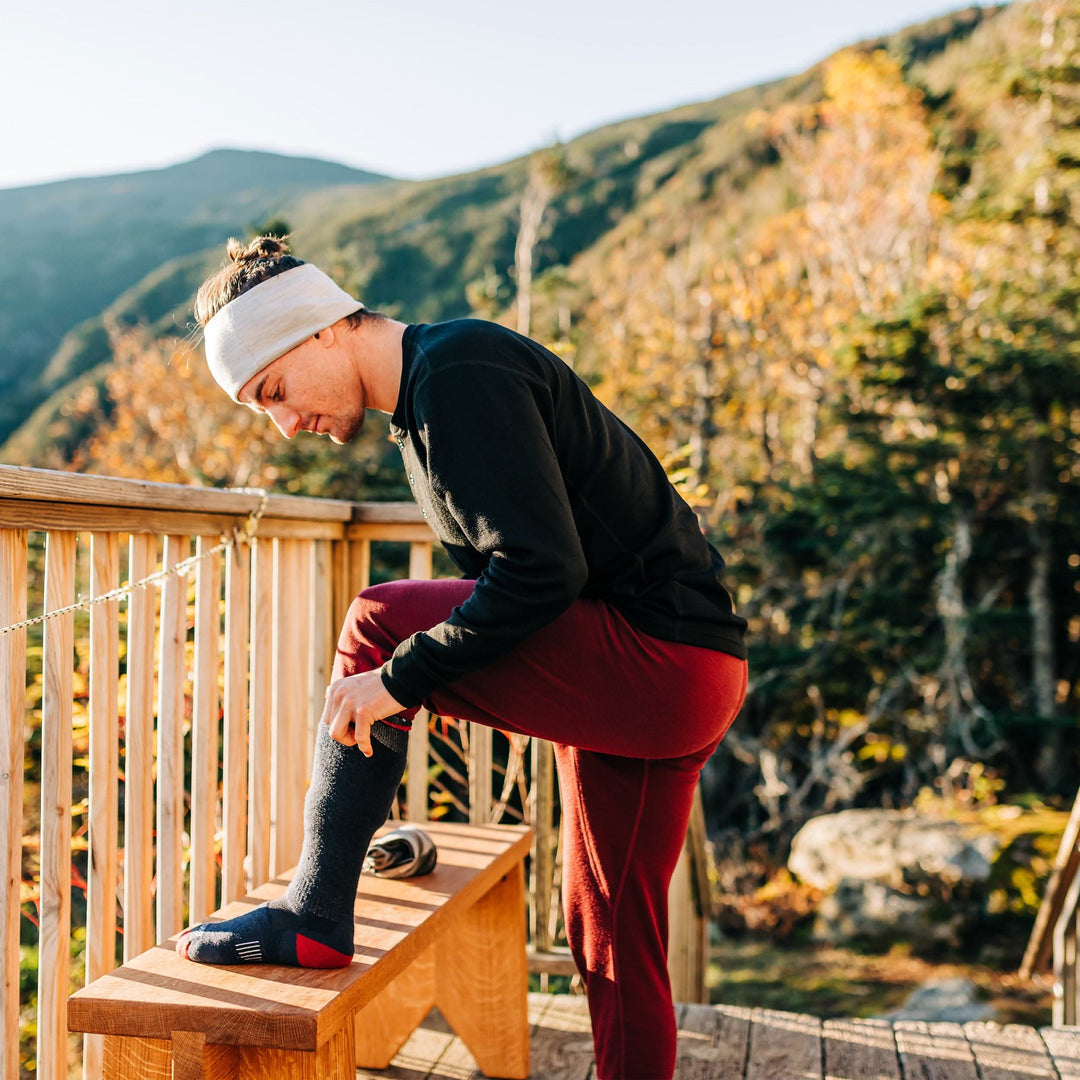 Lightweight over the calf merino wool socks. Made in USA. All season #color_black