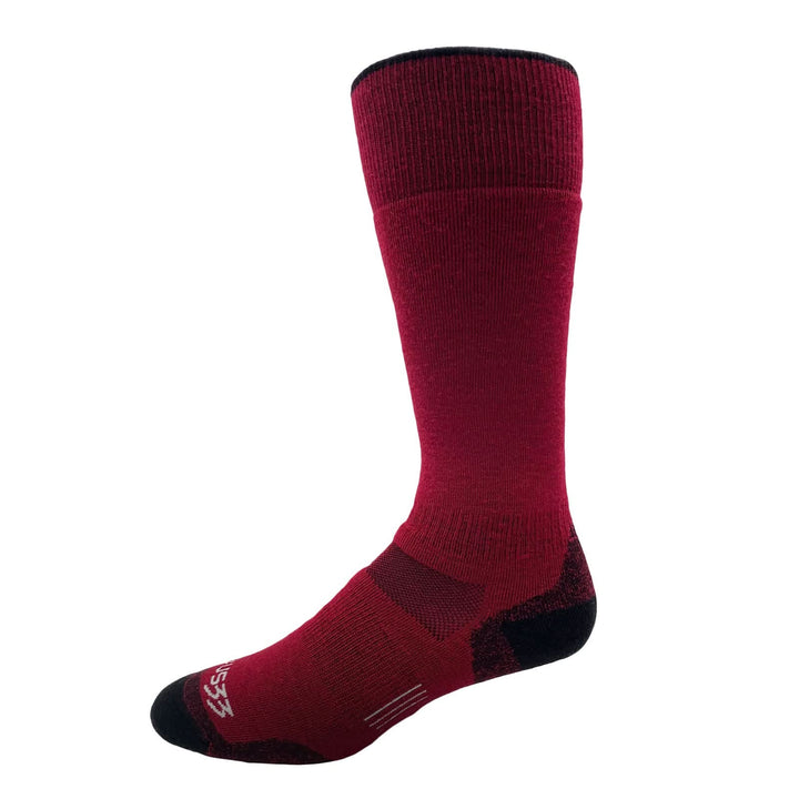 Lightweight over the calf merino wool socks. Made in USA. All season #color_true-red