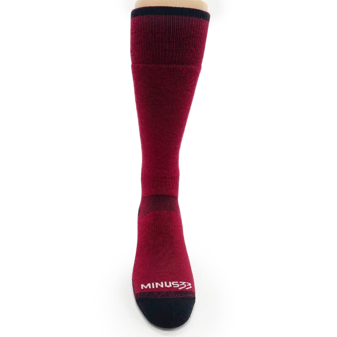 Lightweight over the calf merino wool socks. Made in USA. All season #color_true-red