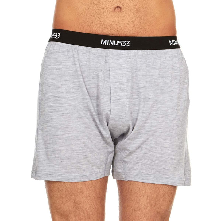 Minus33 Merino Wool Clothing Woolverino Men's Micro Weight Wool Boxer Shorts#color_ash-gray
