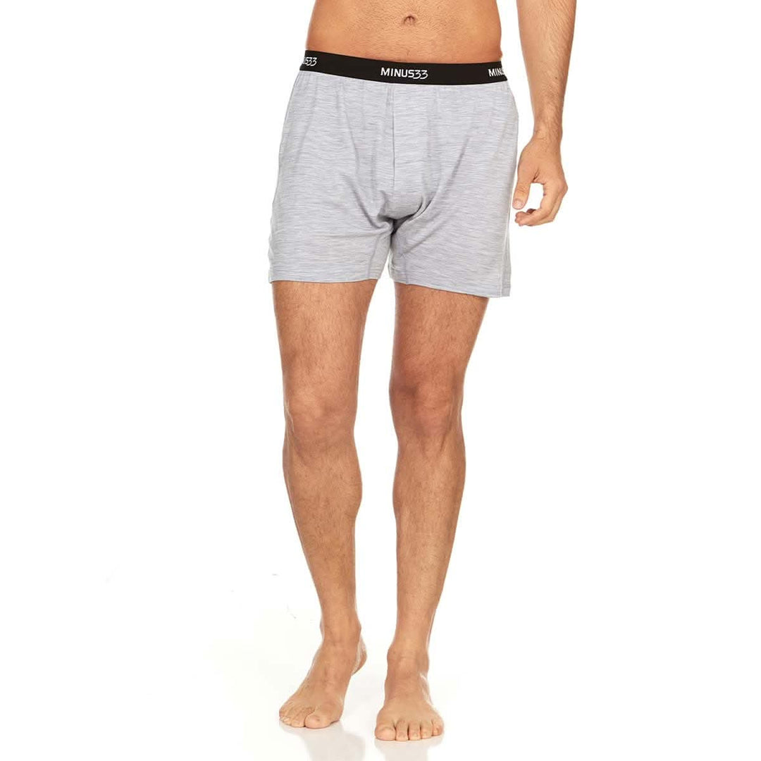 Minus33 Merino Wool Clothing Woolverino Men's Micro Weight Wool Boxer Shorts#color_ash-gray