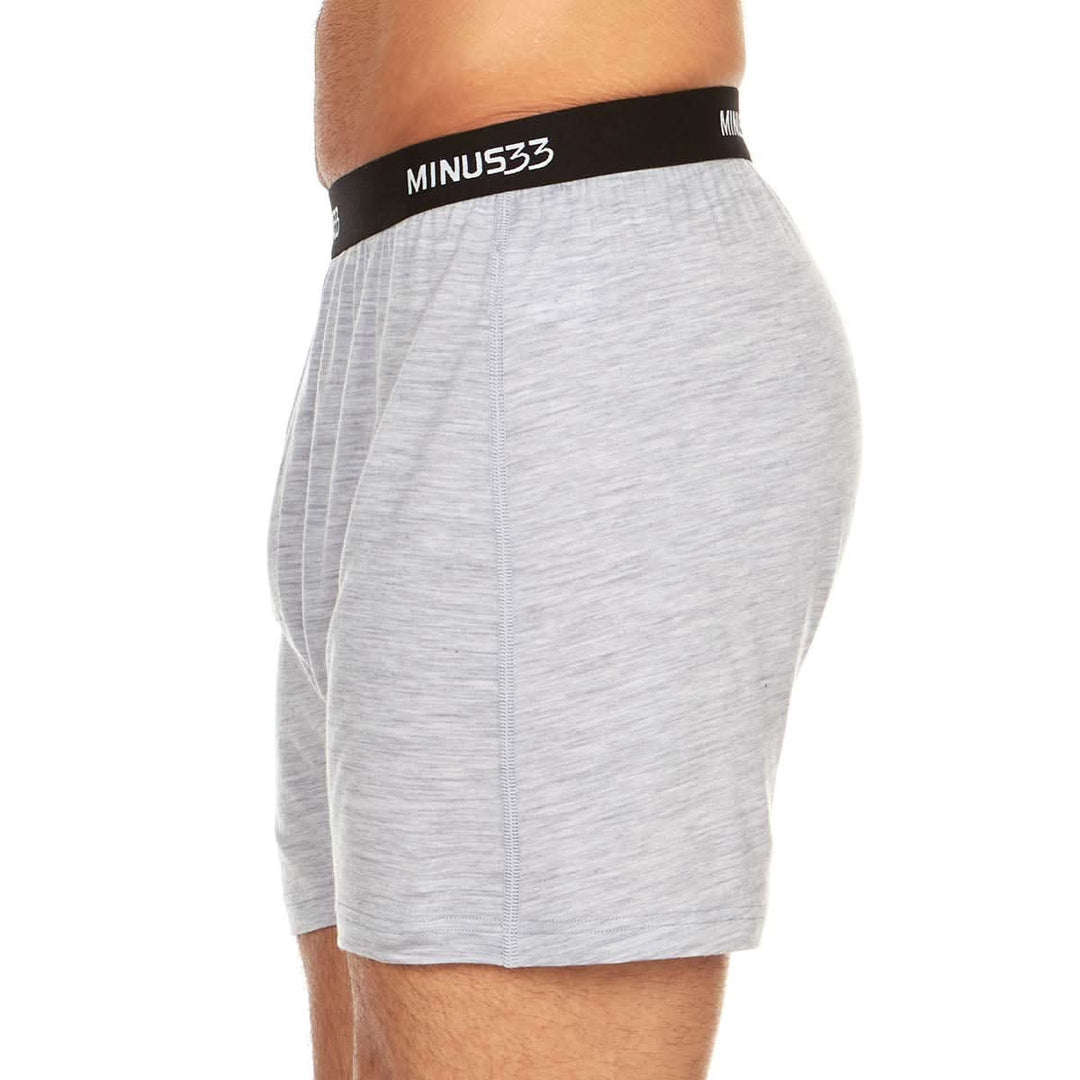 Minus33 Merino Wool Clothing Woolverino Men's Micro Weight Wool Boxer Shorts#color_ash-gray