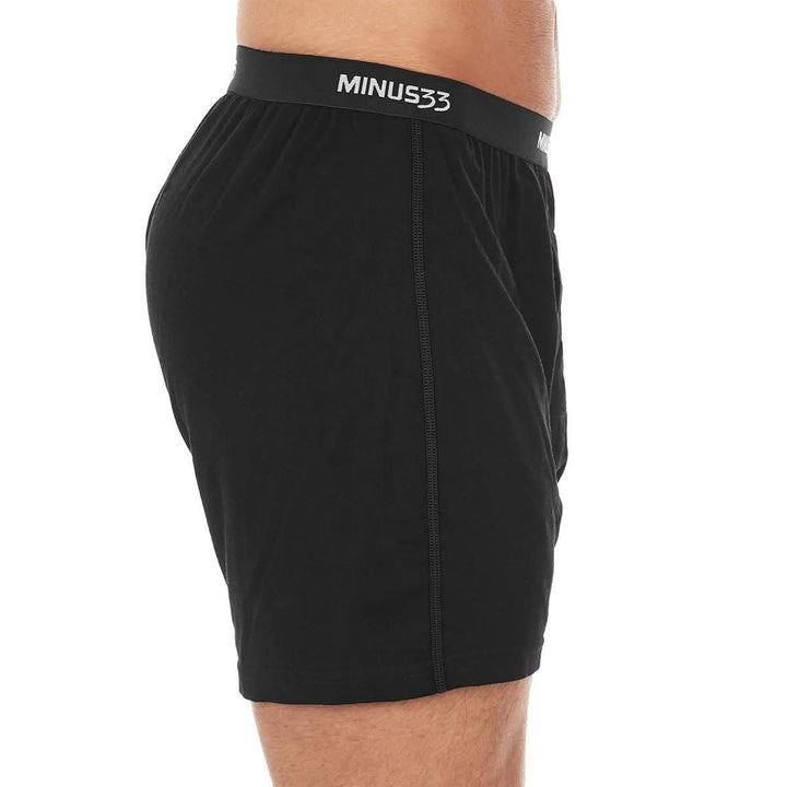 Minus33 Merino Wool Clothing Woolverino Men's Micro Weight Wool Boxer Shorts#color_black
