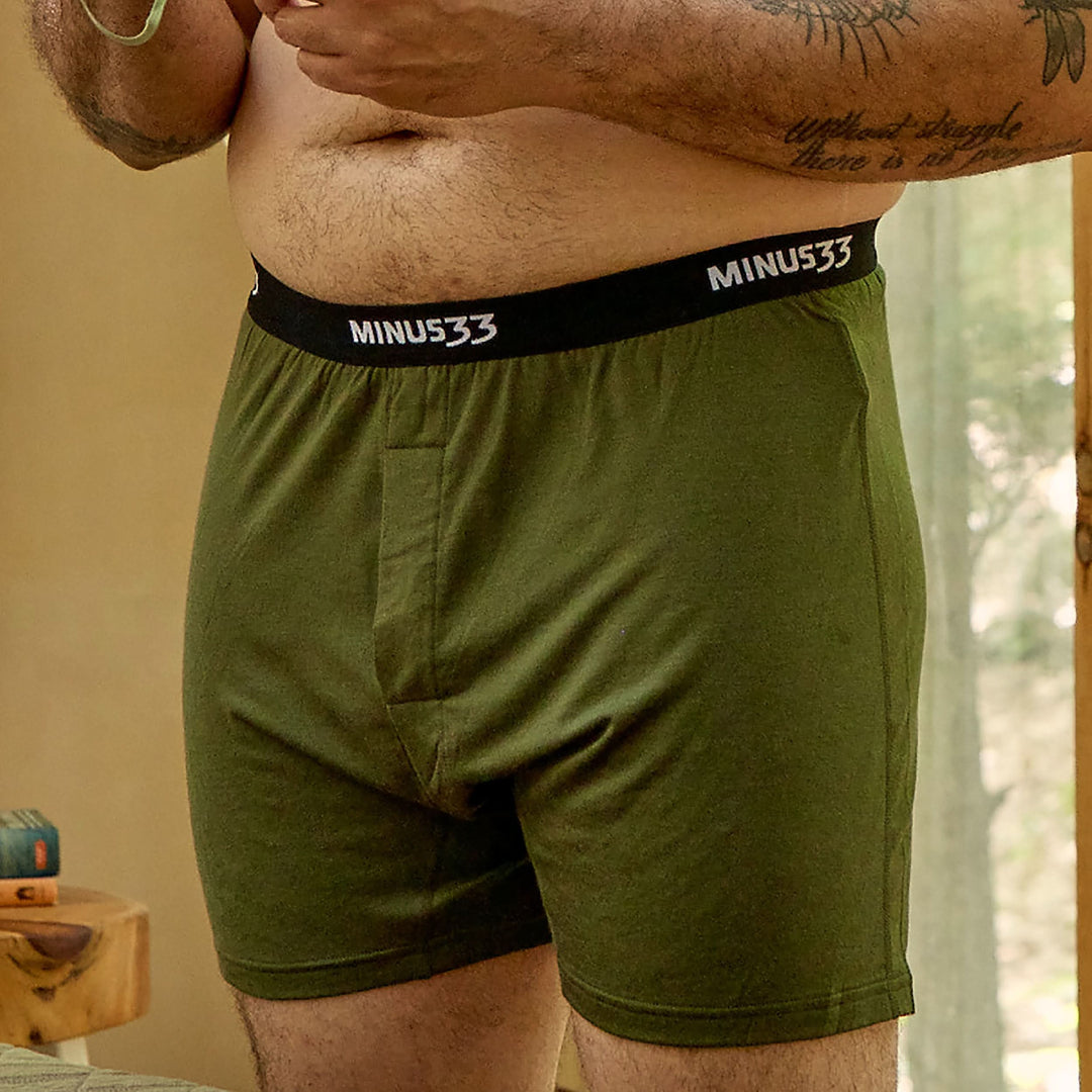 Woolverino Boxer Shorts Comfortable Merino Wool Breathable Underwear Mens Green #color_olive-drab-green