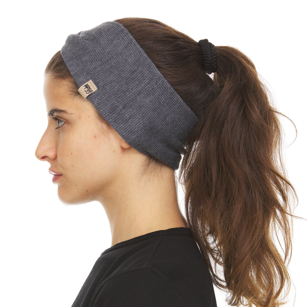 Midweight - Everyday Knit Twist Headband 100% Merino Wool #color_charcoal-gray