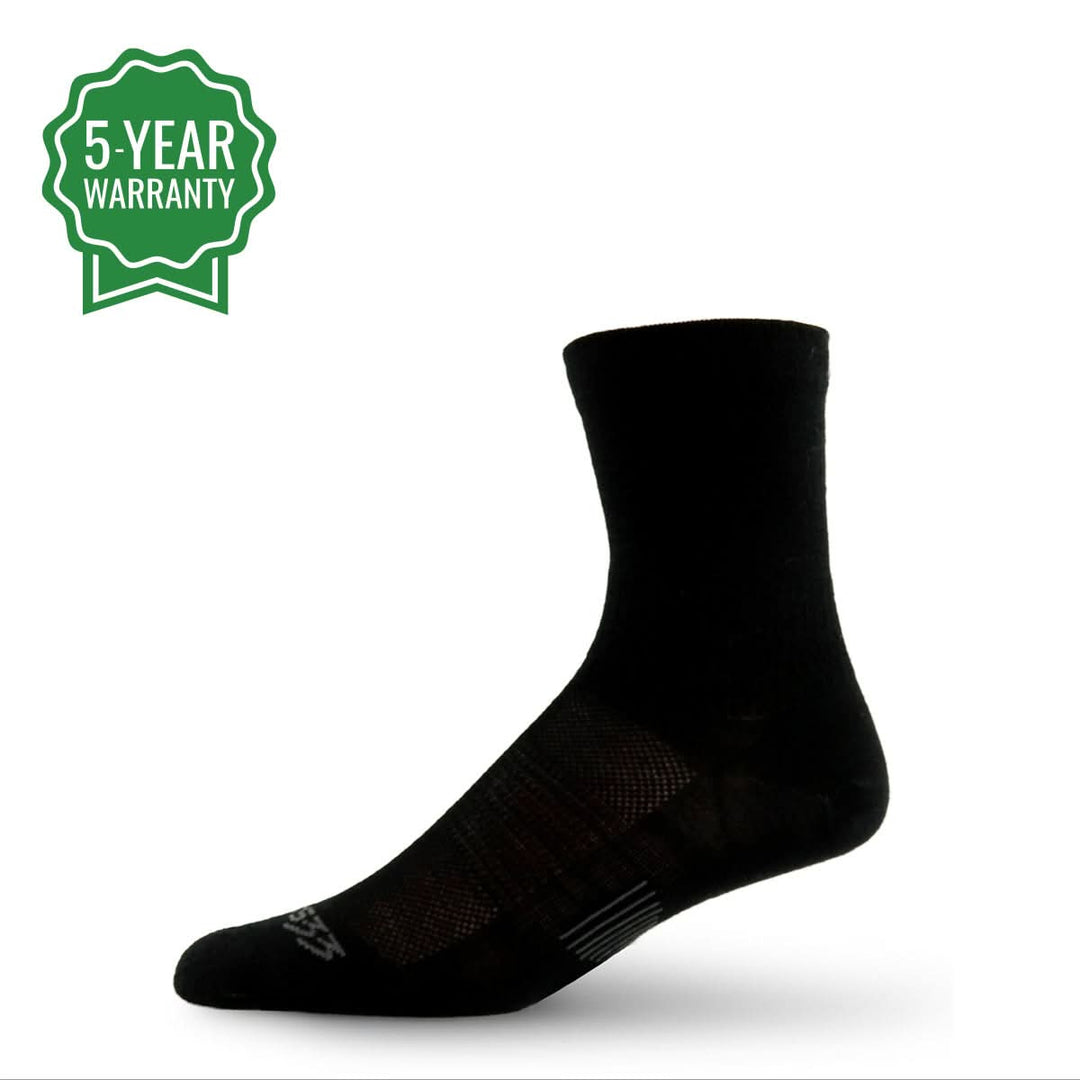 Mini Crew performance wool running socks #color_black