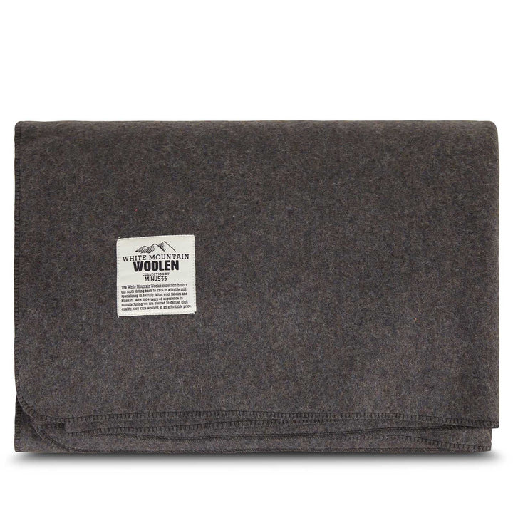 Queen sized recycled wool blanket. Color charcoal gray dark gray 