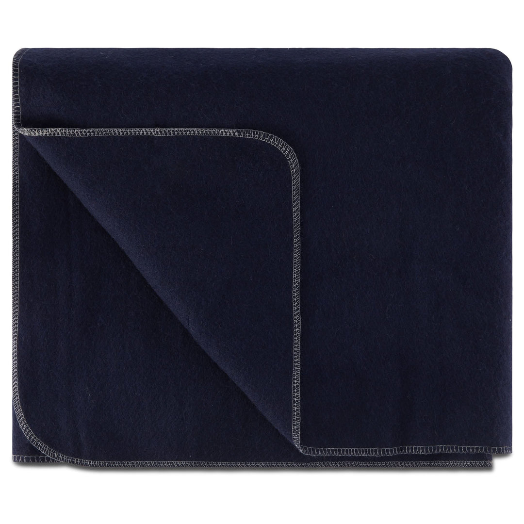 Queen sized recycled wool blanket. Color Navy Blue Dark Blue 