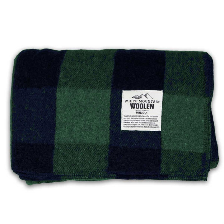 Minus33 Merino Wool Clothing White Mountain Woolen Camp Blanket#color_green-and-blue-plaid