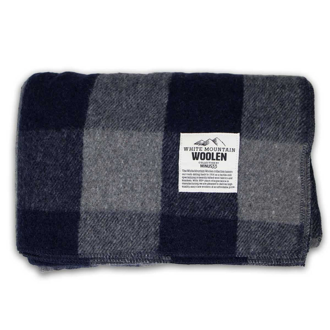 Minus33 Merino Wool Clothing White Mountain Woolen Camp Blanket#color_gray-and-blue-plaid