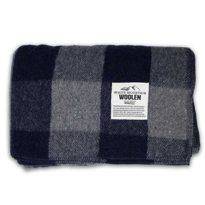 Minus33 Merino Wool Clothing White Mountain Woolen Camp Blanket#color_gray-and-blue-plaid