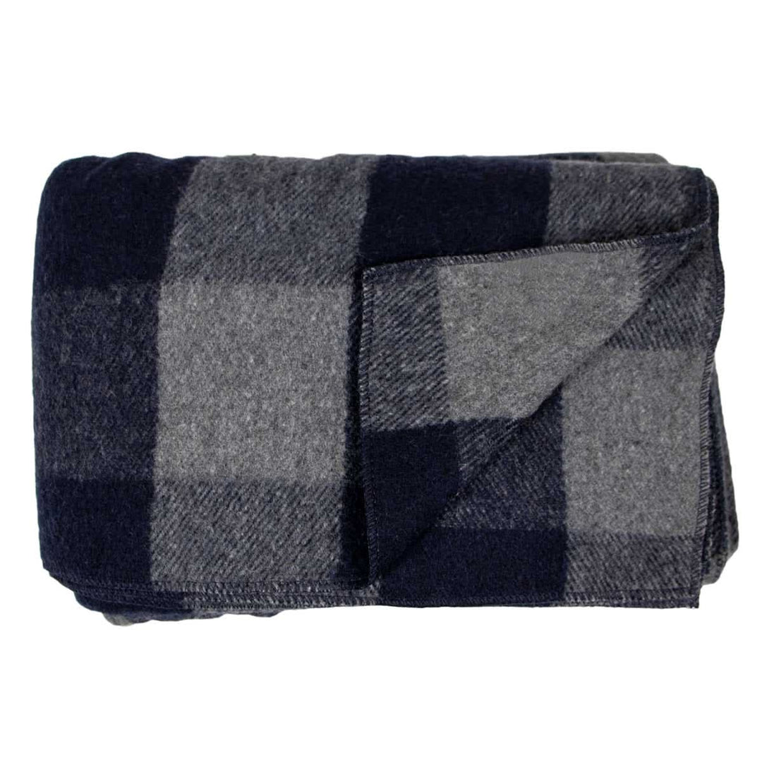 Minus33 Merino Wool Clothing White Mountain Woolen Camp Blanket#color_gray-and-blue-plaid