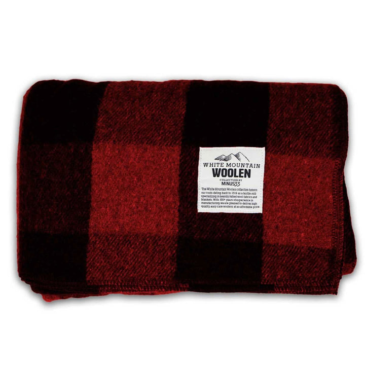 Minus33 Merino Wool Clothing White Mountain Woolen Camp Blanket#color_red-and-black-plaid