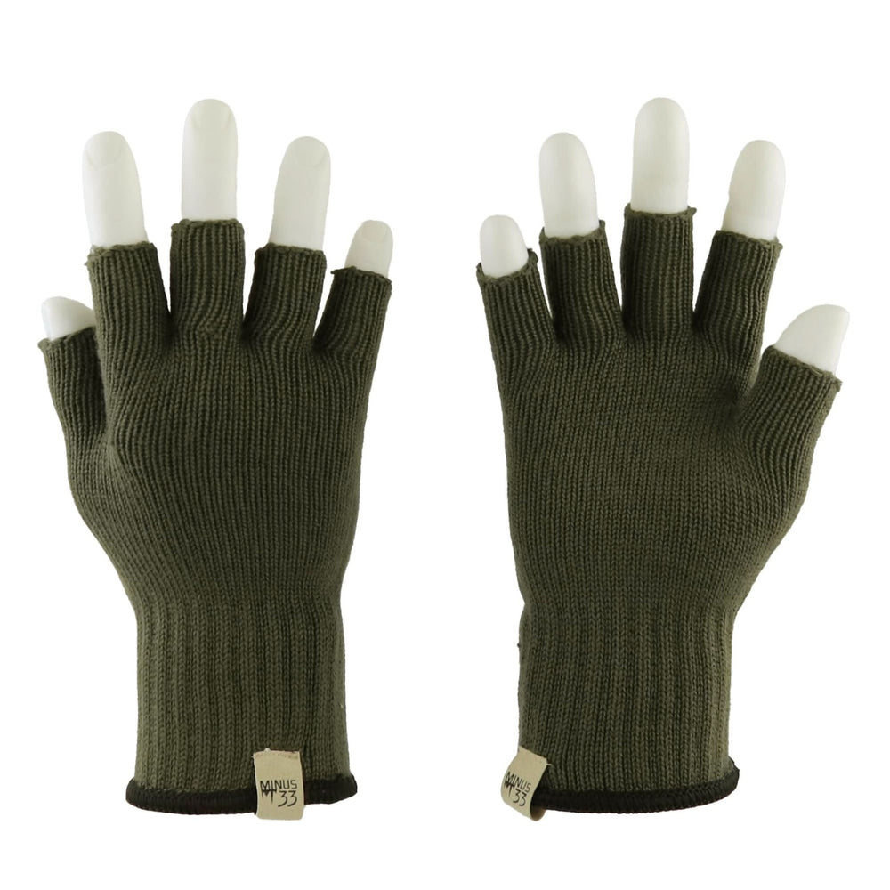 fingerless wool glove liner winter merino glove hunting archery #color_olive-drab-green