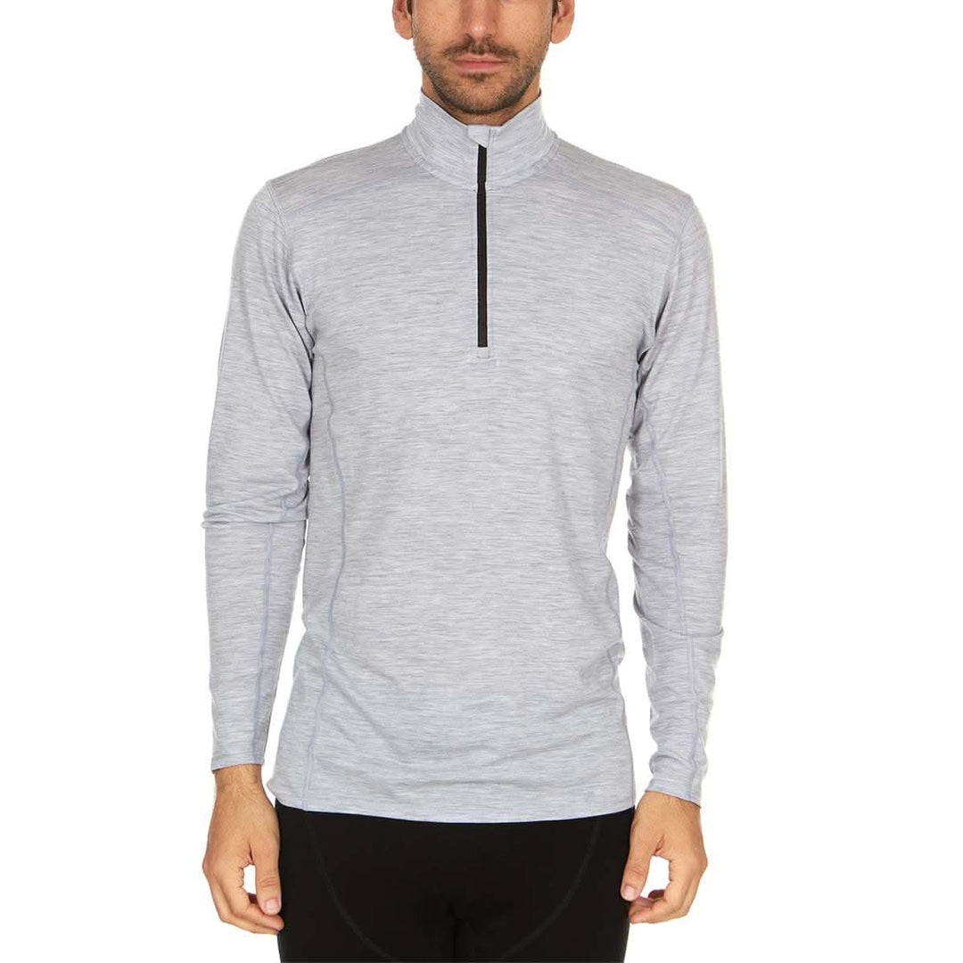 Woolverino Men's microweight merino wool 1/4 quarter zip active top #color_ash-gray