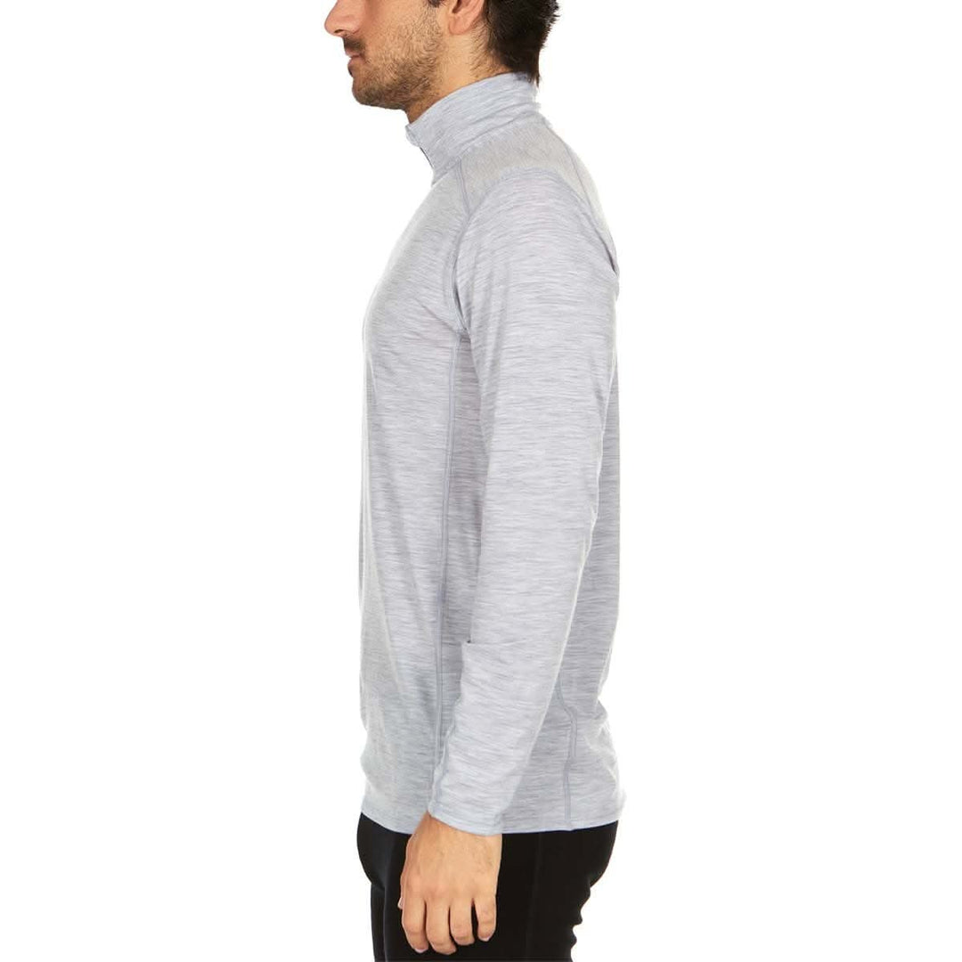 Woolverino Men's microweight merino wool 1/4 quarter zip active top #color_ash-gray