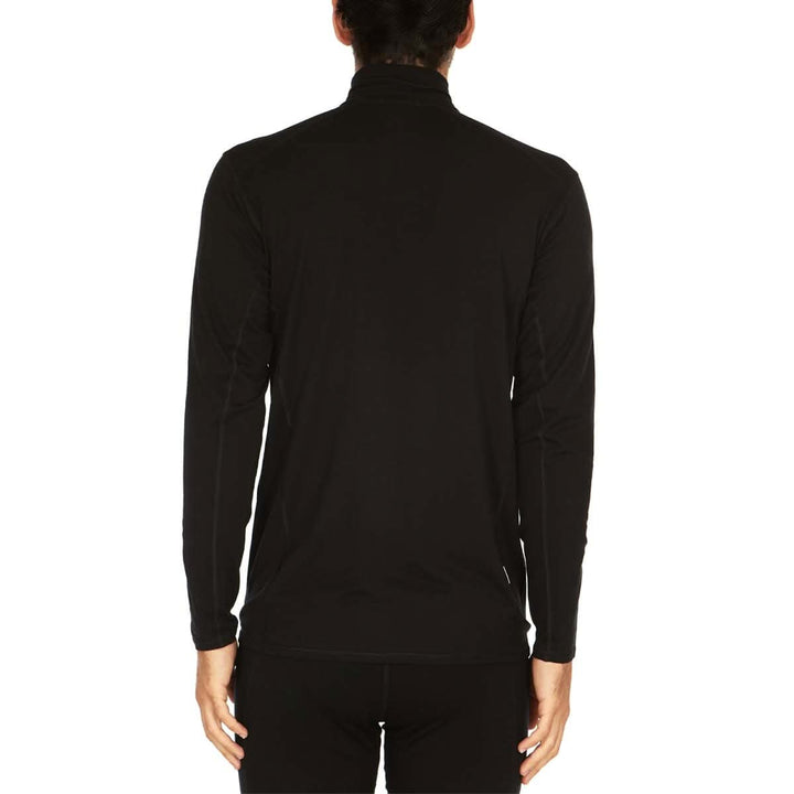 Woolverino Men's microweight merino wool 1/4 quarter zip active top #color_black