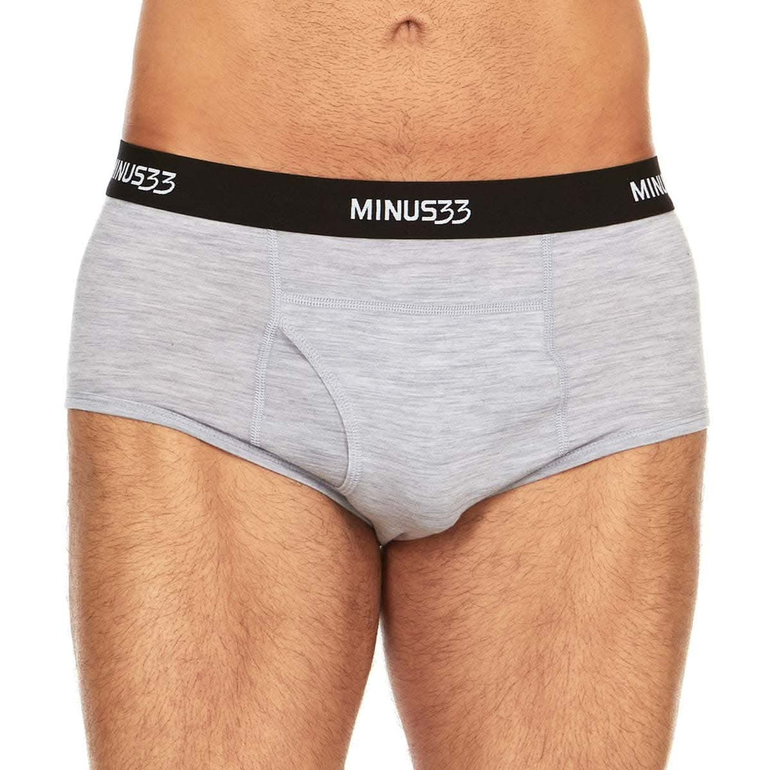 Minus33 Merino Wool Clothing Woolverino Men's Micro Weight Wool Brief#color_ash-gray