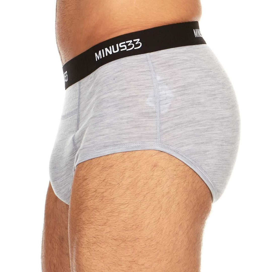 Minus33 Merino Wool Clothing Woolverino Men's Micro Weight Wool Brief#color_ash-gray