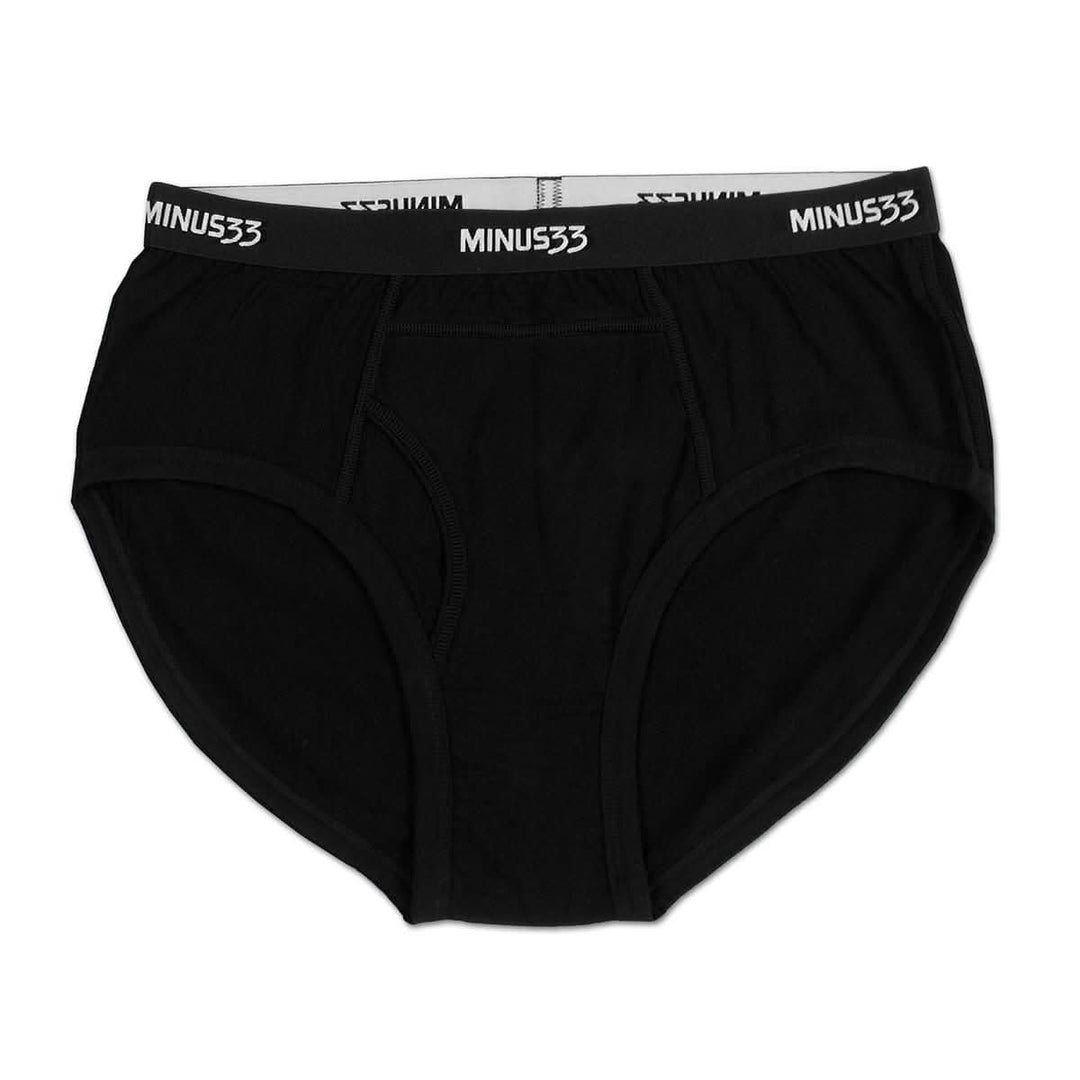 Minus33 Merino Wool Clothing Woolverino Men's Micro Weight Wool Brief#color_black