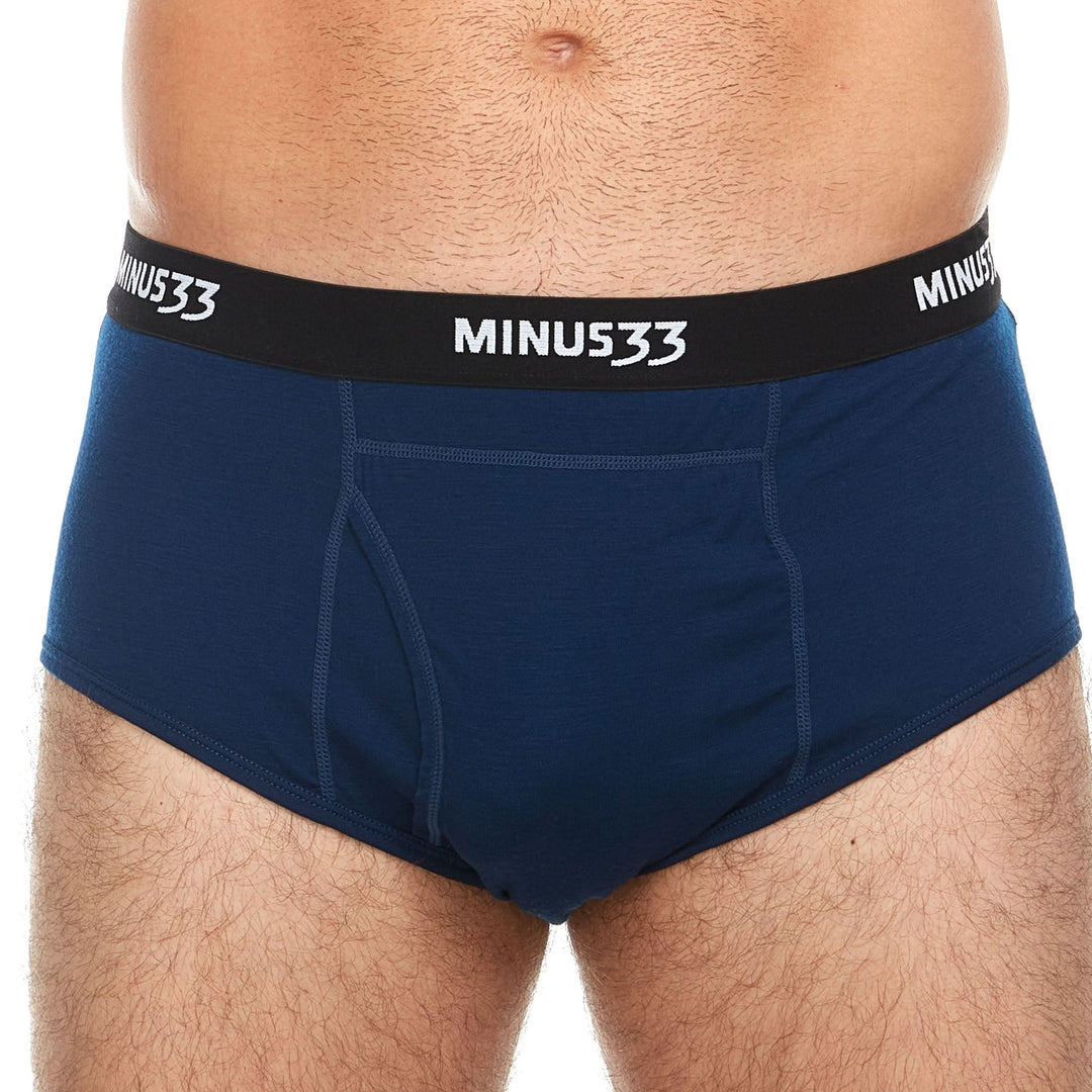 Minus33 Merino Wool Clothing Woolverino Men's Micro Weight Wool Brief#color_navy