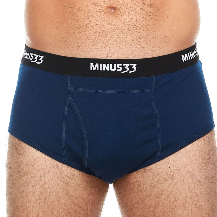 Minus33 Merino Wool Clothing Woolverino Men's Micro Weight Wool Brief#color_navy