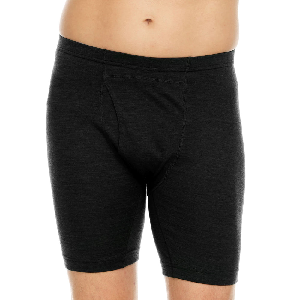 100% merino wool boxer briefs. Lightweight all season wool underwear #color_black