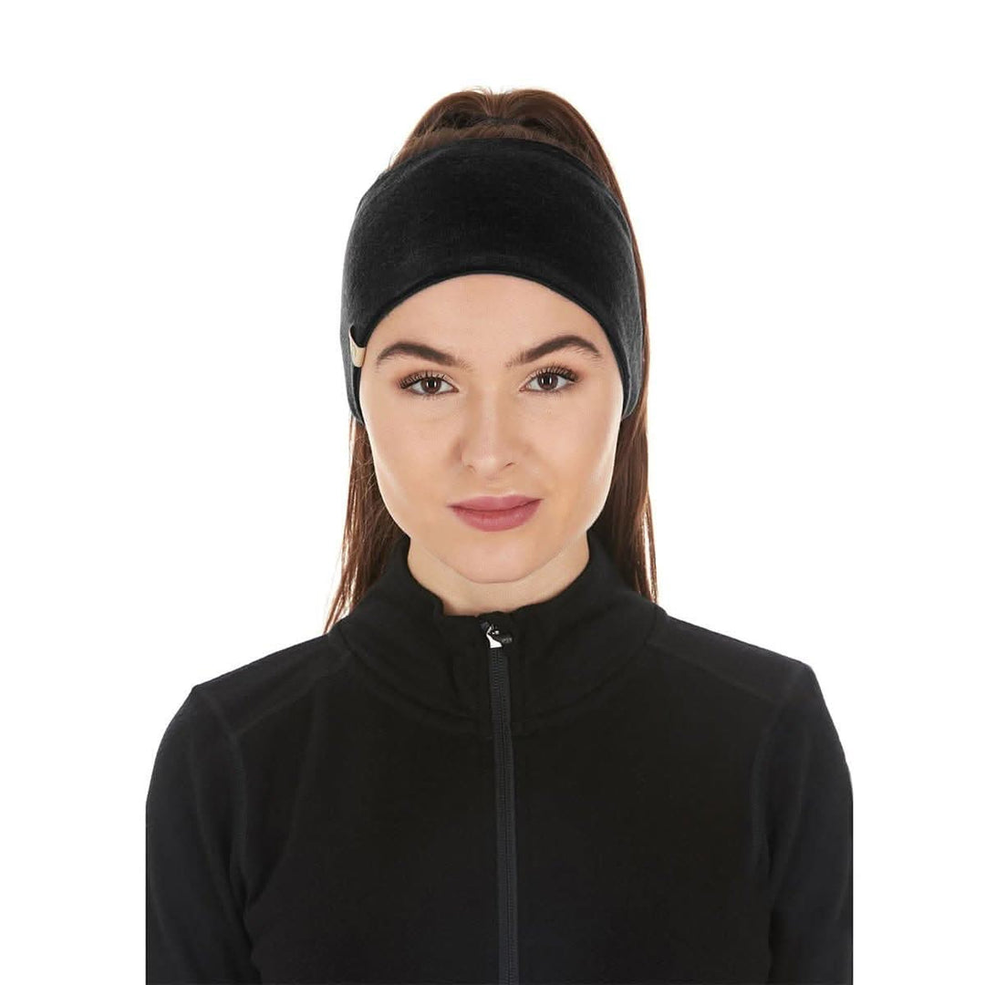 Minus33 Merino Wool Clothing Midweight Wool Reversible Headband #color_black