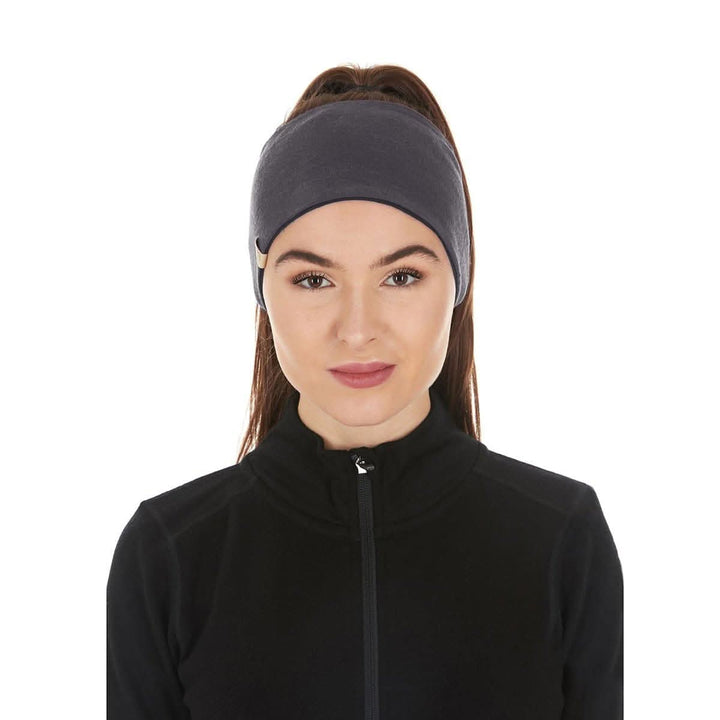 Minus33 Merino Wool Clothing Midweight Wool Reversible Headband #color_black-charcoal