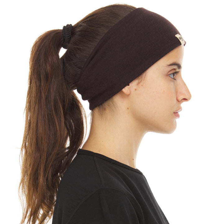 Minus33 Merino Wool Clothing Midweight Wool Reversible Headband#color_dark-brown-desert-sand